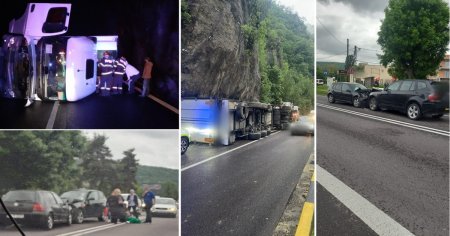 Traficul pe Valea Oltului, perturbat cinci ore. Doua accidente au avut loc unul dupa altul