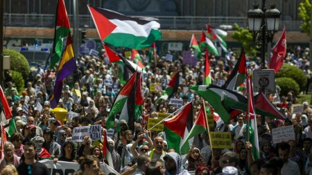 Proteste in Spania. 4.000 de persoane au manifestat la Madrid in sprijinul palestinienilor. GALERIE FOTO