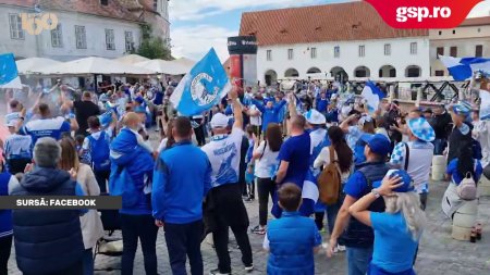 FINALA CUPEI ROMANIEI » Corvinul Hunedoara - Otelul Galati. Fanii veniti din Hunedoara au luat cu asalt centrul Sibiului