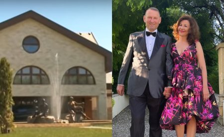 Fotografii cu casa in care locuiesc Adina Alberts si Viorel Catarama. Vila arata ca un muzeu, la fel si gradina, unde au o fantana arteziana cu statui