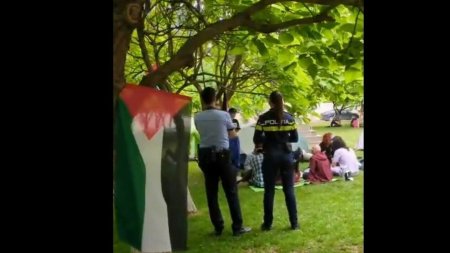 <span style='background:#EDF514'>MANIFESTATIE</span> pro-Palestina la rectoratul Universitatii Bucuresti, dupa modelul celor din Statele Unite