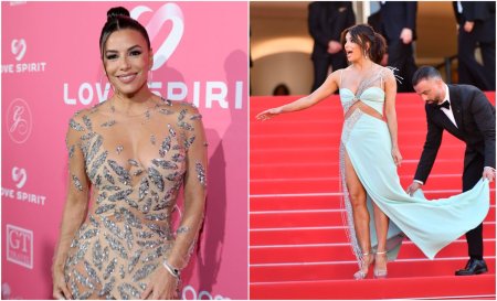 Eva Longoria, cel mai bine imbracata vedeta de la Cannes. Actrita, victima unui accident vestimentar jenant pe covorul rosu