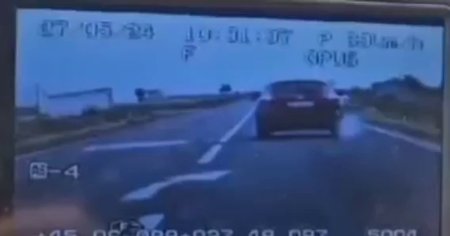 Momentul in care un sofer traverseaza in viteza un Drum European, desi avea semnul STOP VIDEO