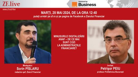 Minusurile digitalizarii ANAF - de ce mai sunt cozi la administratiile financiare? Urmariti ZF Live, marti, 28 mai, ora 12:30 ,o discutie cu Petrisor <span style='background:#EDF514'>PEIU</span>, profesor Politehnica Bucuresti