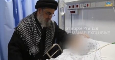 Aparitie rara a lui Nasrallah, liderului Hezbollah. A iesit din buncar ca sa-si vada mama pe patul de spital