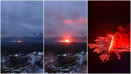 Un vulcan din Islanda a erupt pentru a cincea oara in ultimele sase luni. Un oras pescaresc, evacuat. VIDEO