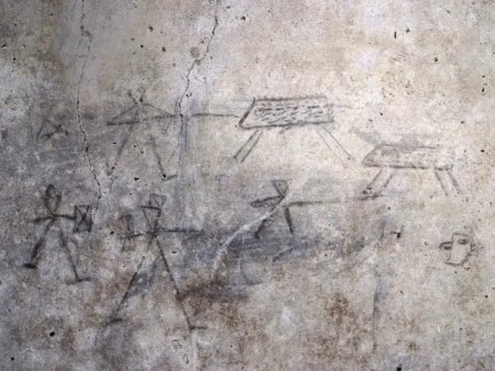 Copiii din Pompeii au desenat graffiti despre luptele purtate de gladiatori