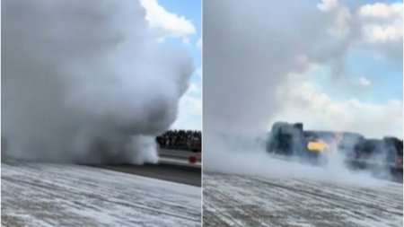 Tanar ranit grav la un concurs auto, dupa ce o copertina a cazut peste el, la Arad