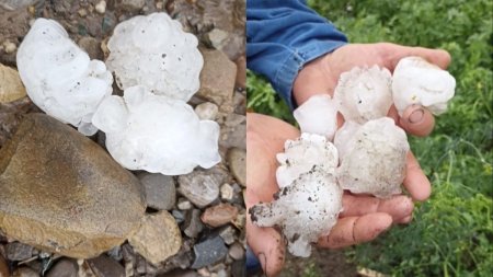 Imagini cu grindina uriasa din Iasi. Natura s-a dezlantuit in zona Moldovei: Era mai mare ca oul de gaina