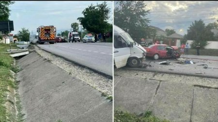 Accident grav in Bacau. Un mort si patru raniti dupa o coliziune intre doua autoutilitare si o masina