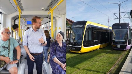 Tramvaiul 5 a deraiat, chiar la inaugurare, in Timisoara