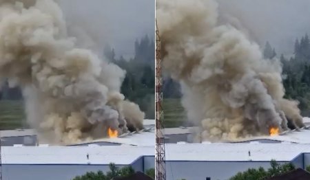 Incendiu puternic la fabrica de apa. A fost trimis RO-ALERT