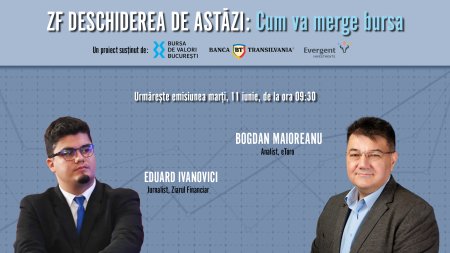 ZF DESCHIDEREA DE ASTAZI. Cum va merge bursa. Urmariti o discutie marti, 11 iunie 2024, ora 09.30 cu Bogdan Maioreanu, analist eToro