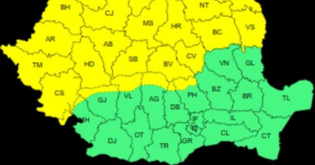 Vant, grindina si descarcari electrice anuntate de meteorologi. Judetele care intra sub cod galben