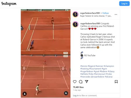 VIDEO Coincidenta uimitoare intre Alcaraz si <span style='background:#EDF514'>FEDERER</span>, peste ani, la Roland Garros