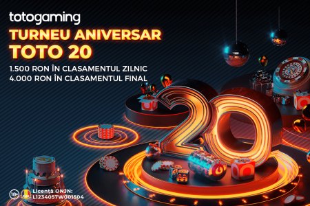 Sarbatorim 20 de ani de TotoGaming cu  1.500 RON pe zi la Turneul Aniversar!