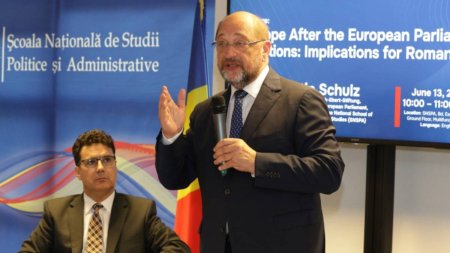 Martin Schulz a discutat cu studentii si profesorii de la SNSPA despre implicatiile pentru Romania dupa alegerile europarlamentare