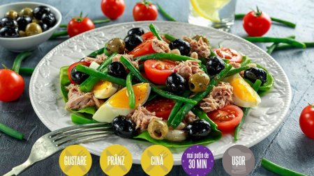 Reteta frantuzeasca: <span style='background:#EDF514'>SALATA</span> Nicoise cu ton