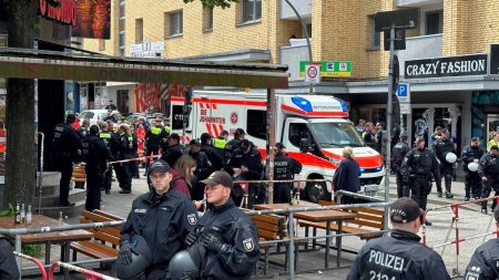 Un barbat a fost impuscat de politistii din Hamburg, dupa ce i-a amenintat cu un topor, chiar inaintea meciului Olanda-Polonia de la EURO 2024
