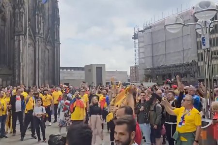 Fanii tricolorilor au invadat Germania. Au cantat imnul Romaniei si au dansat pe Ciuleandra la Köln. Video