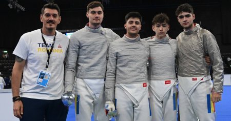 Echipa masculina de sabie a Romaniei, medaliata cu argint la Europene