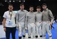 Echipa masculina de sabie a Romaniei, medaliata cu argint la Campionatul European de scrima