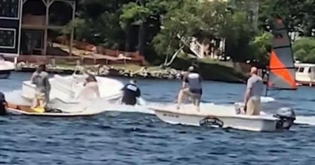 Imagini spectaculoase: momentul in care un adolescent sare de pe jet ski pentru a opri o barca scapata de sub control VIDEO