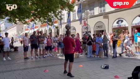 Corespondenta GSP din Germania. Un freestyler iberic incanta trecatorii din Munchen » Jongleaza mingea pe ritmuri muzicale