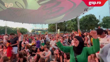 Spania - Franta. Explozie de bucurie in FanZone dupa al doilea gol al Spaniei