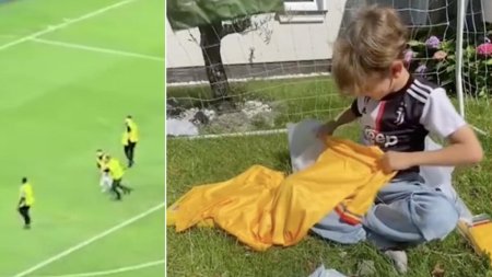Copilul intrat pe teren la meciul Romania - Olanda a primit un echipament al nationalei, de la un reporter Antena 3 CNN impresionat de visul lui David