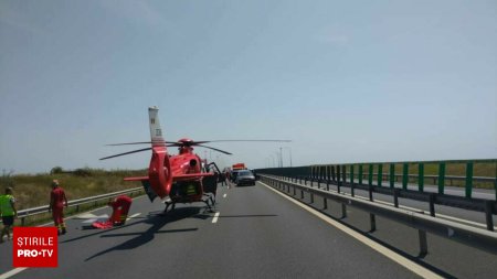 8 persoane, intre care 5 copii, implicate intr-un accident rutier pe autostrada A1. A intervenit elicopterul SMURD