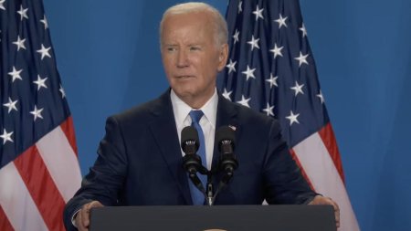 Joe Biden, singur in fata jurnalistilor, la conferinta de presa de dupa Summitul NATO: L-a confundat Trump cu vicepresedinta sa, Kamala Harris