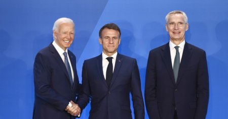 Emmanuel Macron, prezenta discreta la summitul NATO. Ce le-a spus liderilor Aliantei. Cuvinte de sprijin din partea lui <span style='background:#EDF514'>OLAF</span> Scholz