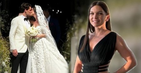 Ce suma colosala a dat <span style='background:#EDF514'>SIMONA HALEP</span> pe rochia purtata  la nunta lui Ianis Hagi cu Elena Tanase