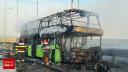 Accident grav cu un autocar in care se aflau zeci de ucraineni. Autovehiculul a luat foc pe un pod in Braila