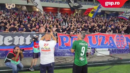 FCSB - Virtus 4-0. Piovaccari, saluta peluza nord a ros-albastrilor care i-a scandat numele