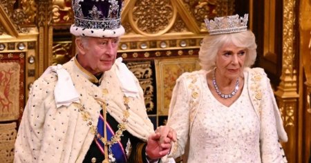 Cat costa renumita diadema cu di<span style='background:#EDF514'>AMANTE</span> purtata de Regina Camilla cu ocazia discursului Regelui Charles