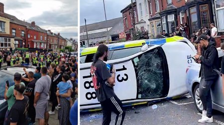 Scandal urias in Leeds, intre sute de romani si politia britanica. O masina de politie rasturnata (Video)