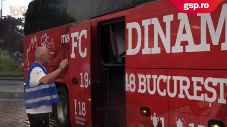 Dinamo - FC Petrolul. Autocarele Cainilor Rosii si al Petrolului au ajuns pe stadionul <span style='background:#EDF514'>ARCUL DE TRIUMF</span>