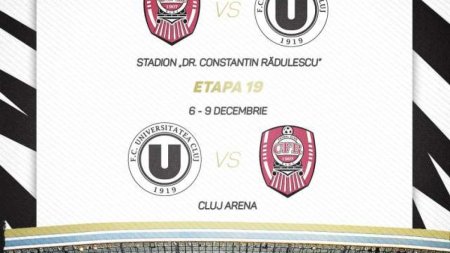CFR Cluj va fi gazda in derby-ul cu Universitatea Cluj, din etapa a patra a Superligii