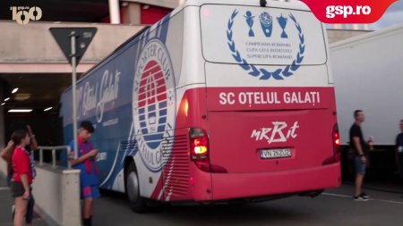 FCSB - <span style='background:#EDF514'>OTELU</span>l Galati. Autocarele celor doua formatii au ajuns la Stadionul Steaua