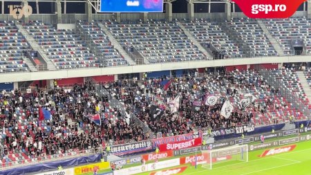 FCSB - Otelul Galati. <span style='background:#EDF514'>GALERIA</span> gazdelor canta in peluza Stadionului Steaua