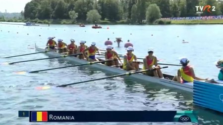 Echipajul feminin de canotaj 8+1 s-a calificat in finala de la JO 2024, dupa o cursa pe care a dominat-o inca de la inceput