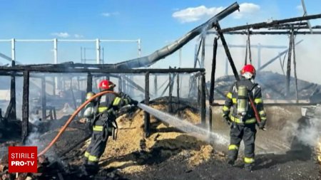 Ferma cuprinsa de flacari in judetul Brasov. Valvataia s-a intins pe aproape 500 de metri patrati