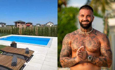 Imagini cu vila lui Marcel Andrei de la Insula Iubirii. Casa are trei dormitoare, dar si piscina si jacuzzi