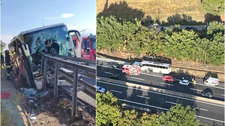 Accident grav pe autostrada, in Italia: Un mort si 15 raniti. 25 de turisti chinezi mergeau cu autocarul de la Roma la Florenta