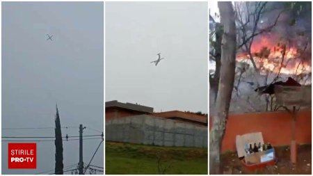 Un avion cu 62 de oameni s-a prabusit in Brazilia. Momentul cand cade necontrolat a fost filmat. Se pare ca toti au murit