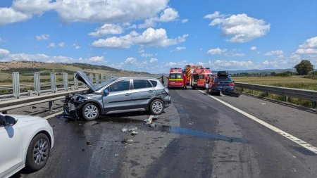 Accident grav cu 5 masini si 17 persoane implicate pe autostrada A1, in dreptul localitatii Cunta! Planul Rosu de Interventie a fost activat