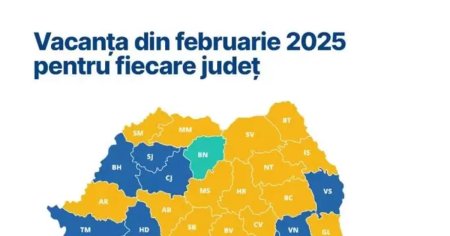 Harta vacantei din februarie 2025, pe judete. Cand intra elevii din Bucuresti in libere