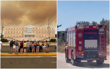 Incendii puternice de vegetatie in Grecia. Pompierii romani ajuta la stingerea focului in apropiere de Atena